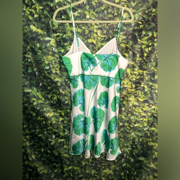 Diane Von Furstenburg Green Leaf Print Slip Dress - Picture 12 of 15